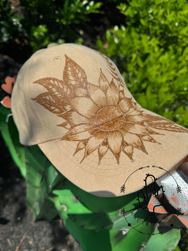 Beige Baseball Burned Hat