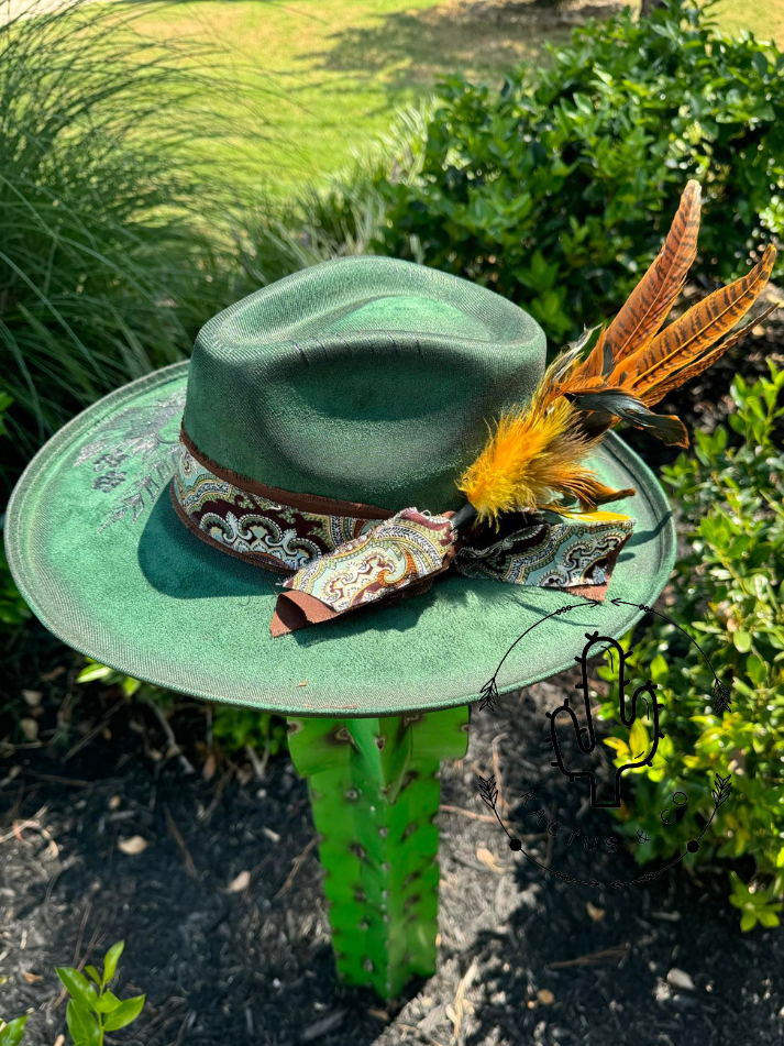 Dove with flowers Burned Hat