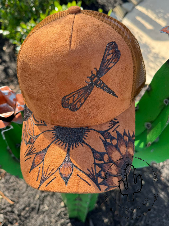 Brown- Dragonfly Baseball Burned Hat