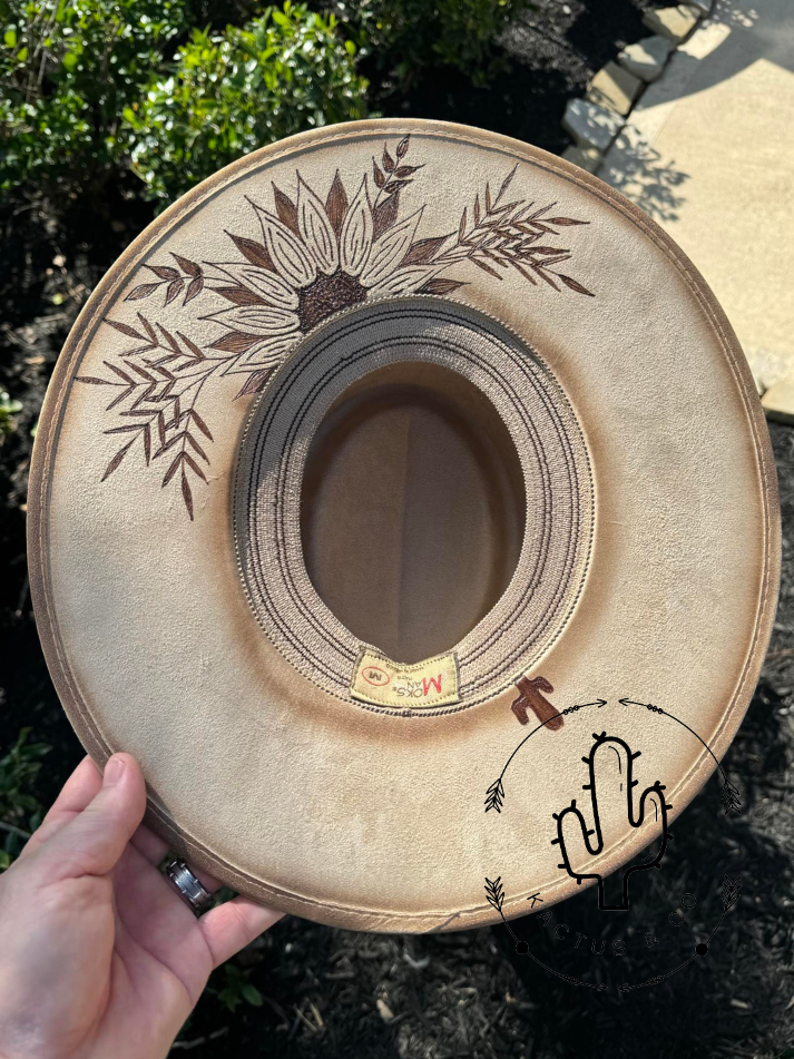 Light Highland Cow Burned Hat