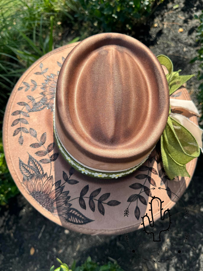 Sunflower Garden Burned Hat