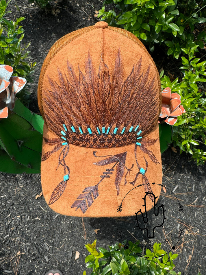 Indian head dress  Baseball Burned Hat