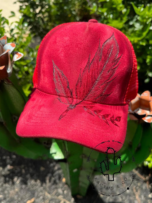 Red Feather Baseball Burned Hat