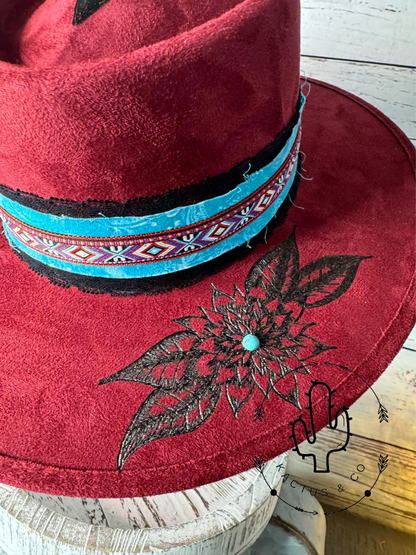 Turquoise Arrow Burned Hat