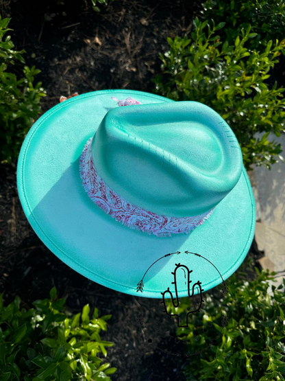 Aqua Paisley Burned Hat