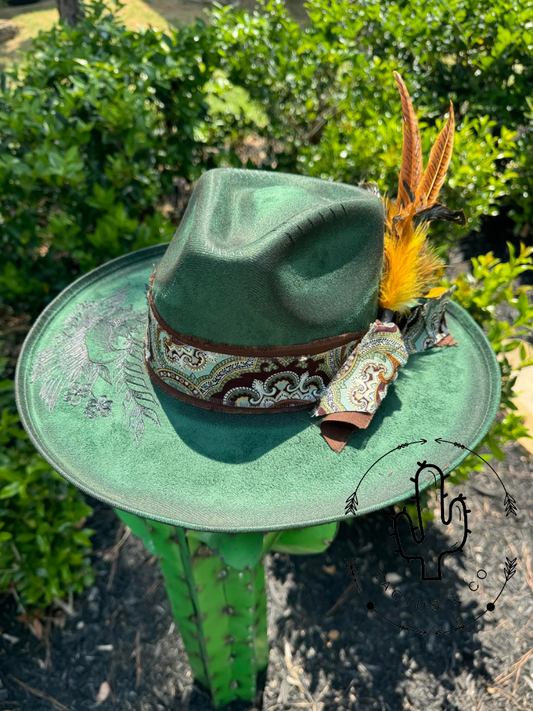 Dove with flowers Burned Hat