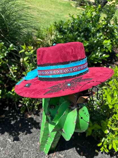 Turquoise Arrow Burned Hat