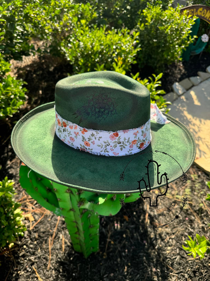 Cactus Floral Burned Hat