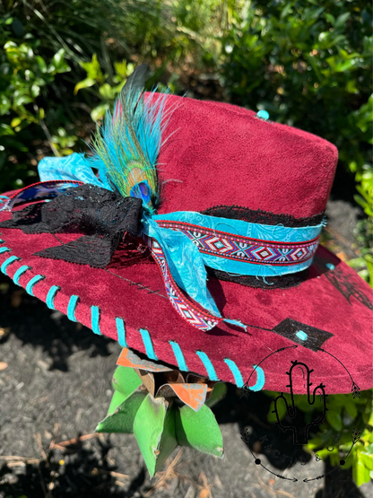 Turquoise Arrow Burned Hat