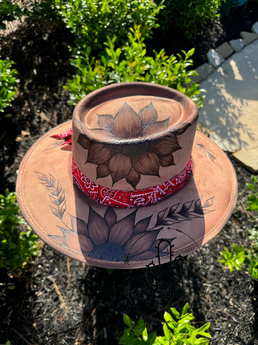 Sunflower Bandana Burned Hat