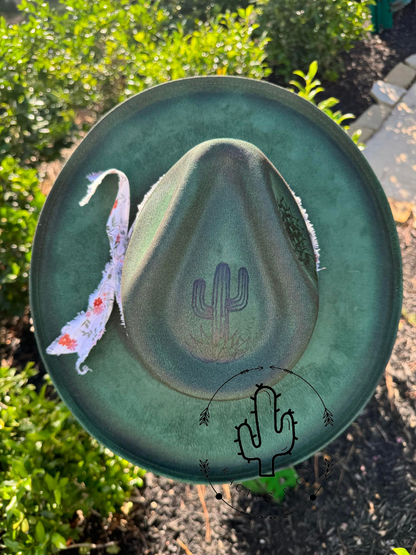 Cactus Floral Burned Hat