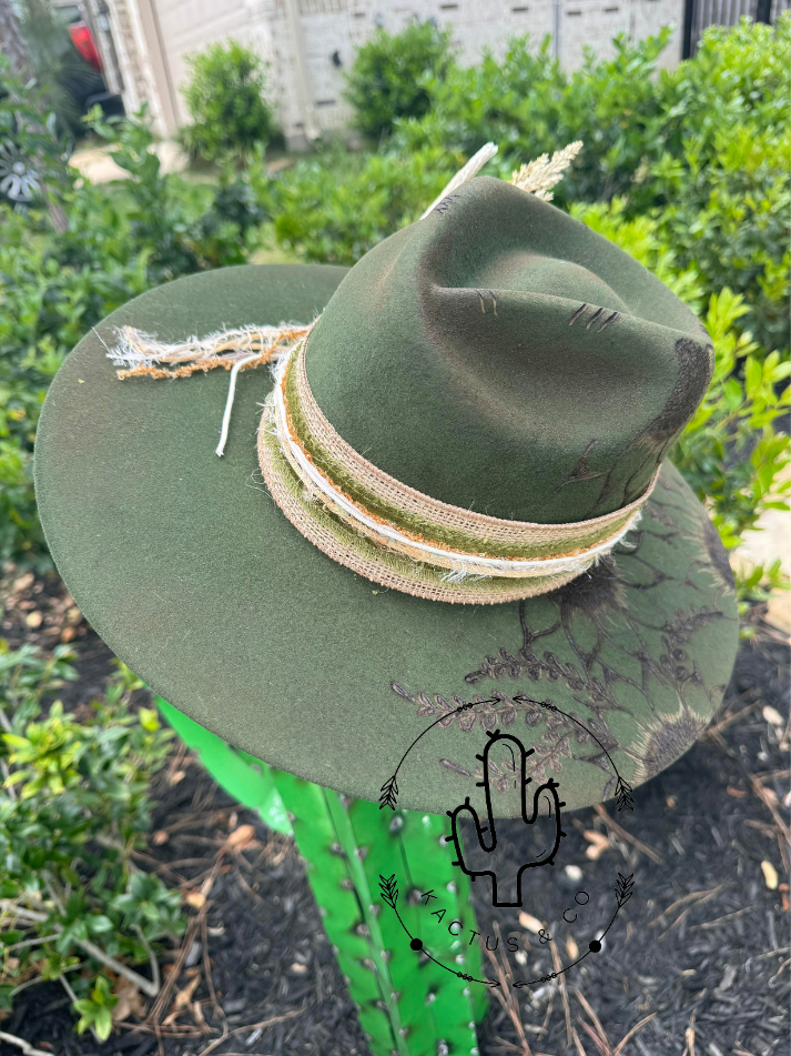 Olive Burned Hat