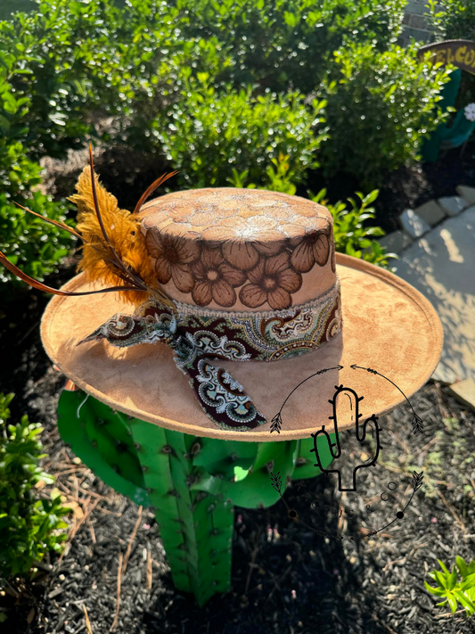 Floral & Paisley Burned Hat