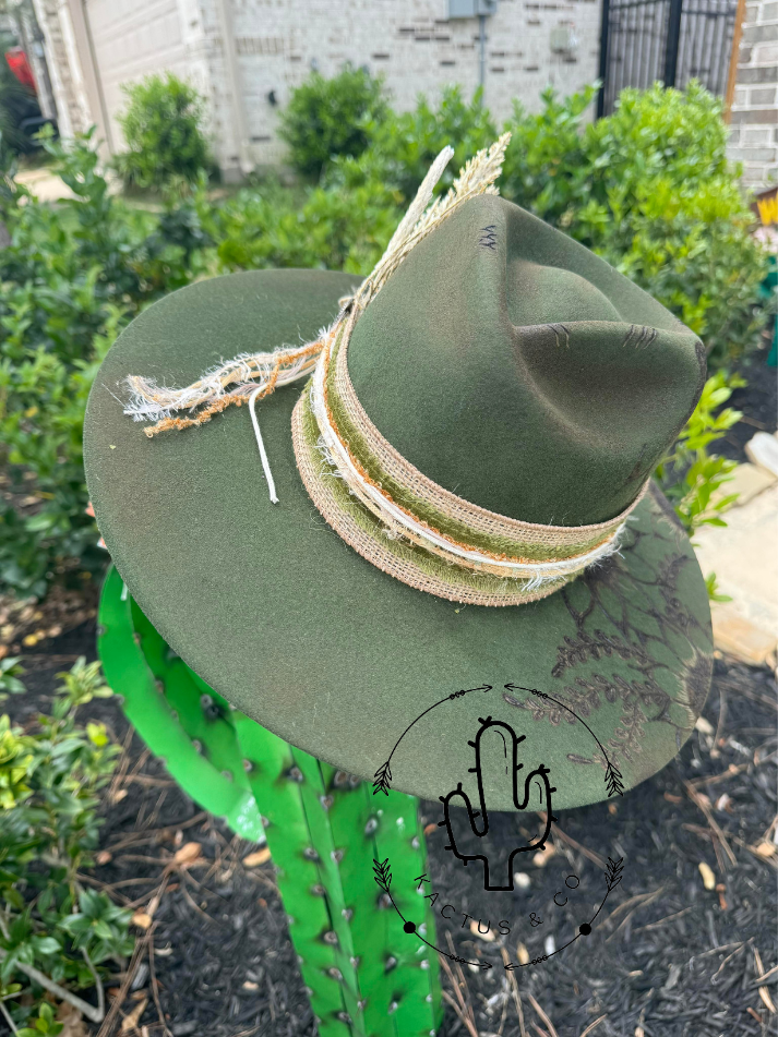 Olive Burned Hat