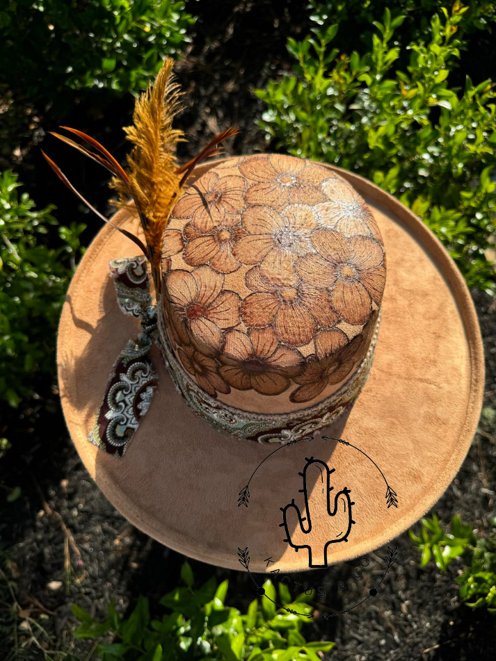 Floral & Paisley Burned Hat