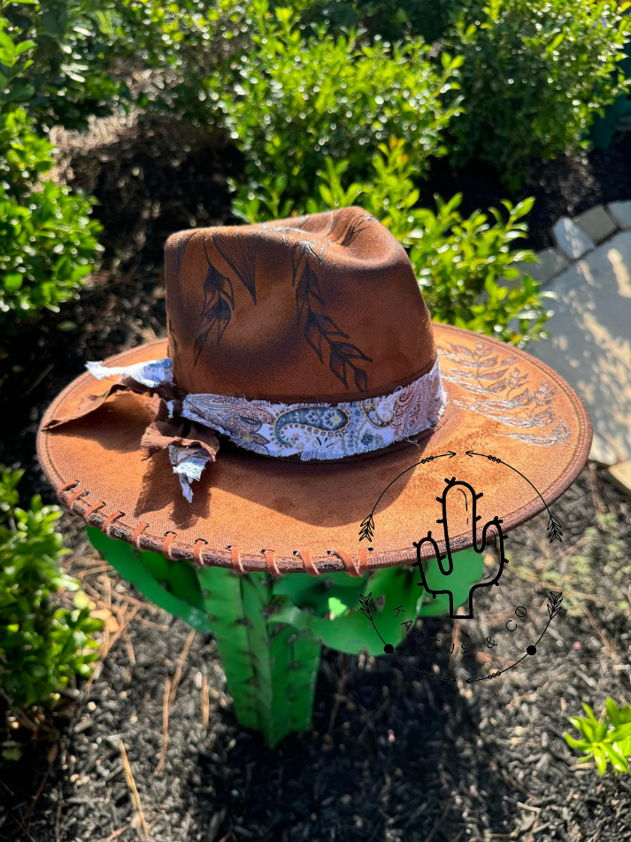 Sunflower & Paisley Burned Hat