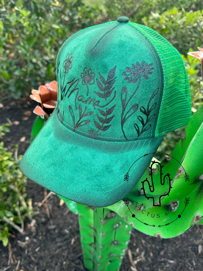 Green MAMA Baseball Burned Hat