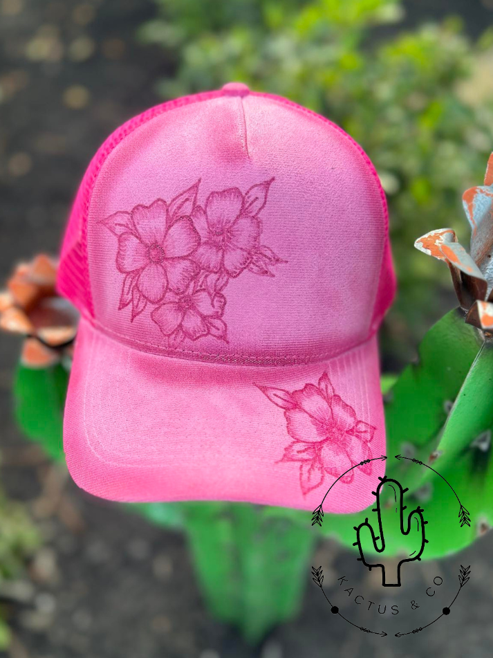 Pink- Tropical Baseball Burned Hat