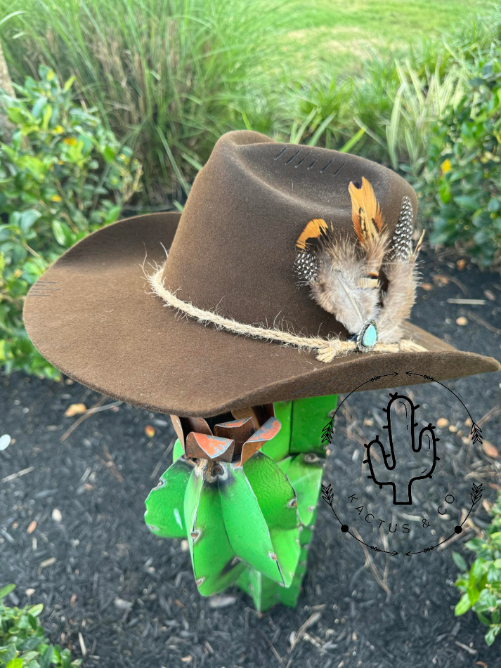 Rancher with Sunflower Burned Hat