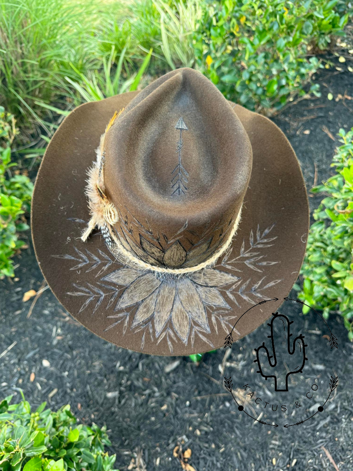 Rancher with Sunflower Burned Hat