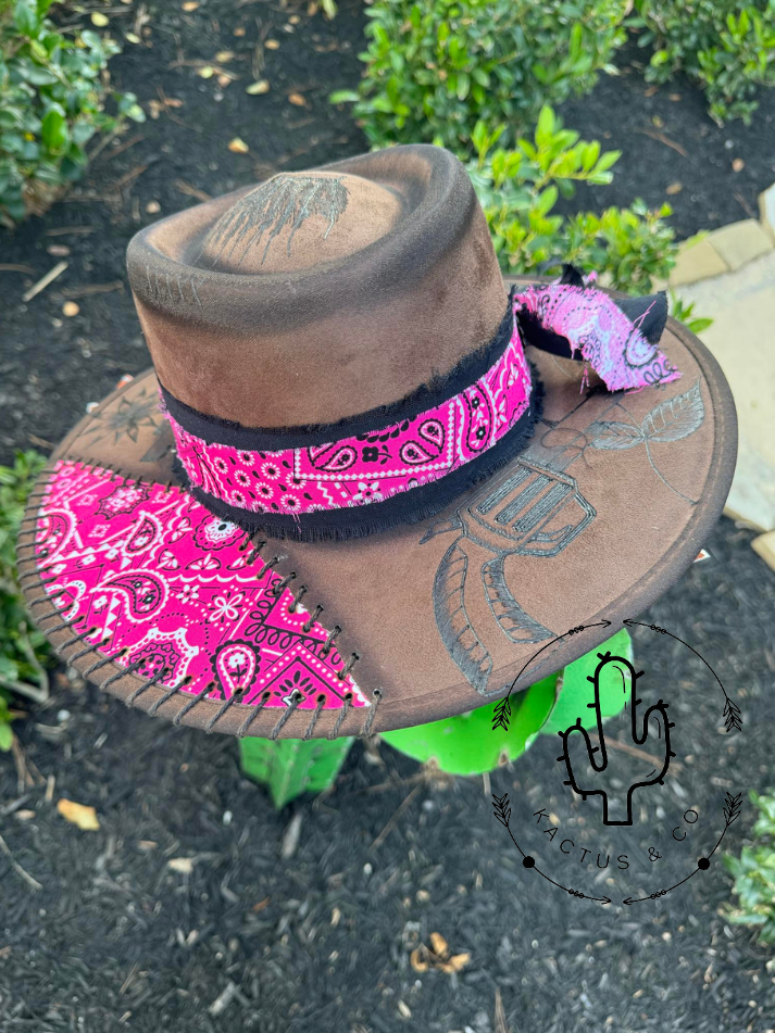 Pink Bandana Patch Burned Hat