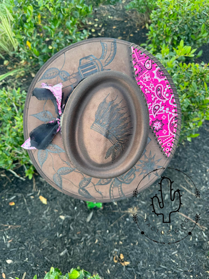 Pink Bandana Patch Burned Hat