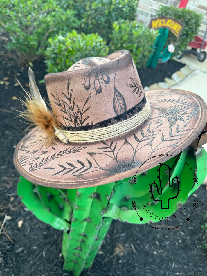 Full flower- tooled Burned Hat