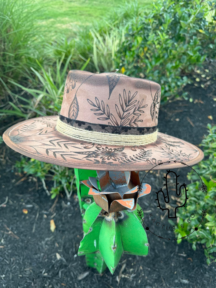 Full flower- tooled Burned Hat