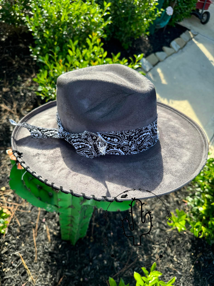 Charcoal & Paisley Burned Hat