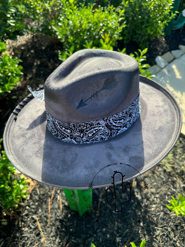 Charcoal & Paisley Burned Hat