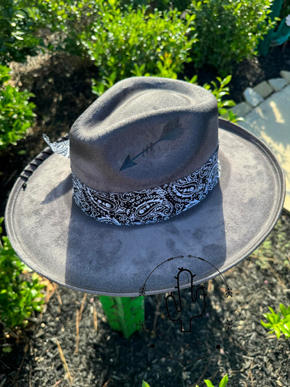 Charcoal & Paisley Burned Hat