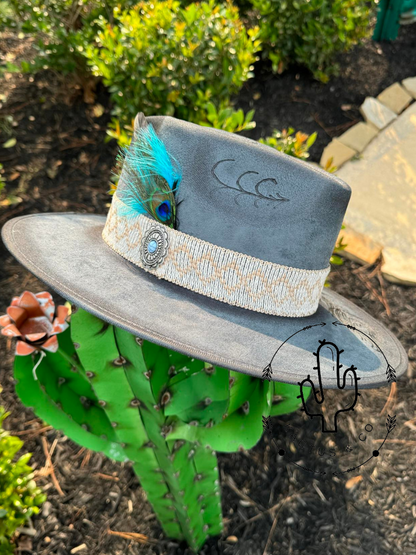 Peacock Feather Arrow Burned Hat