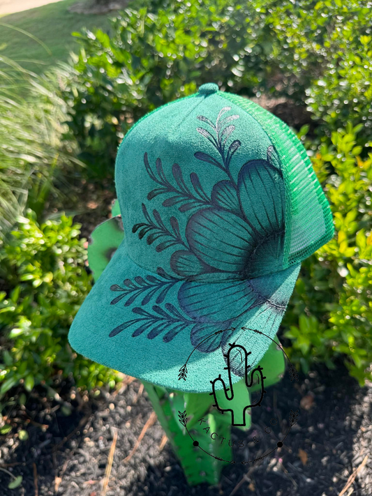 Half Floral Baseball Burned Hat