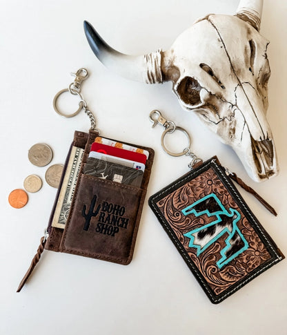 Thunderbird Western Cowhide Leather Keychain Wallet