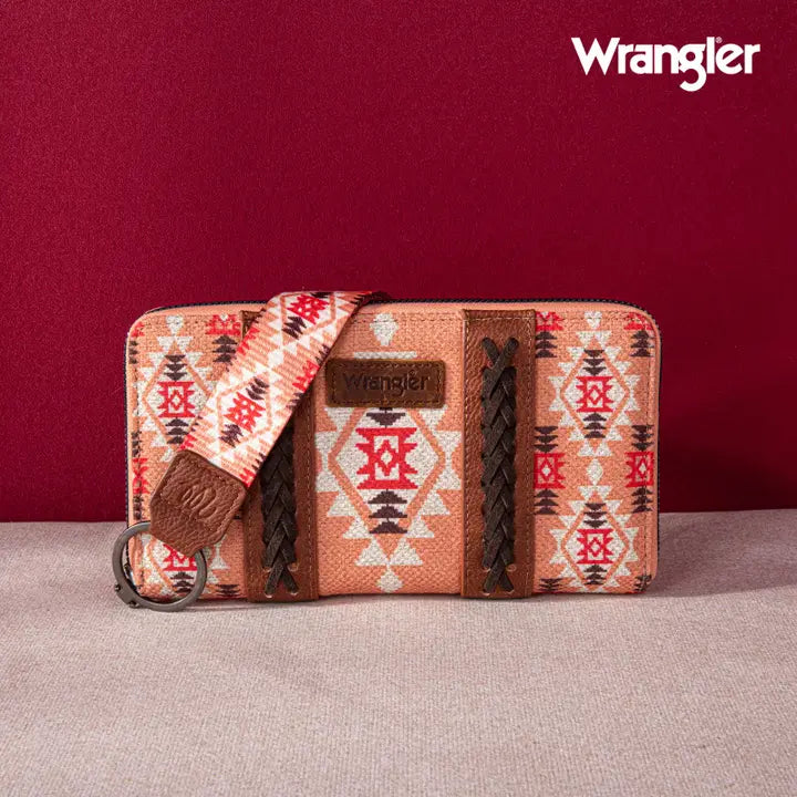 Wrangler Southwestern Art Print Wallet -Orange