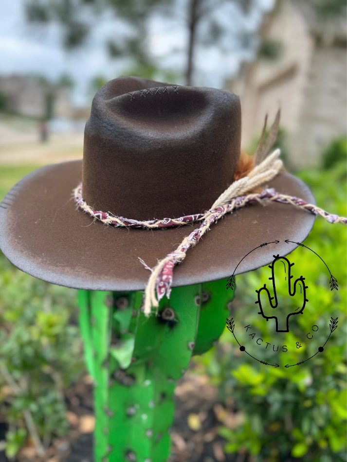 Dark Brown Punchy Headdress Burned Hat