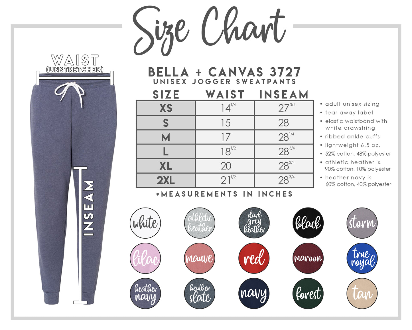 LIVE - Bella Canvas Sponge Fleece JOGGER SWEATPANTS- NO TRANSFER WILL BE ADDED